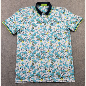 G Fore Shirt Mens Medium White Floral Golf Polo Outdoor Sports Active Casual